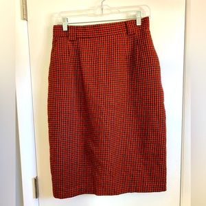 Vintage Wool Houndstooth Pencil Skirt - Size 12